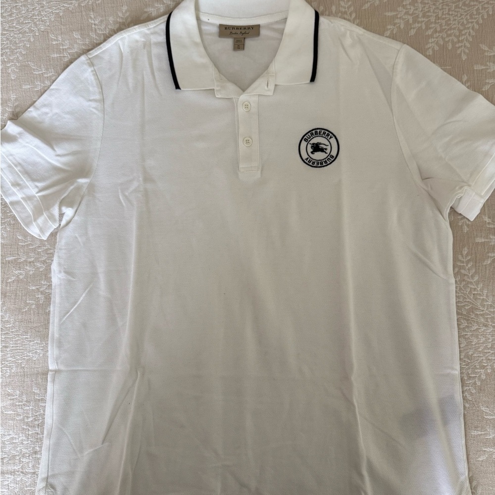 Burberry White Polo Shirt with Black Trim